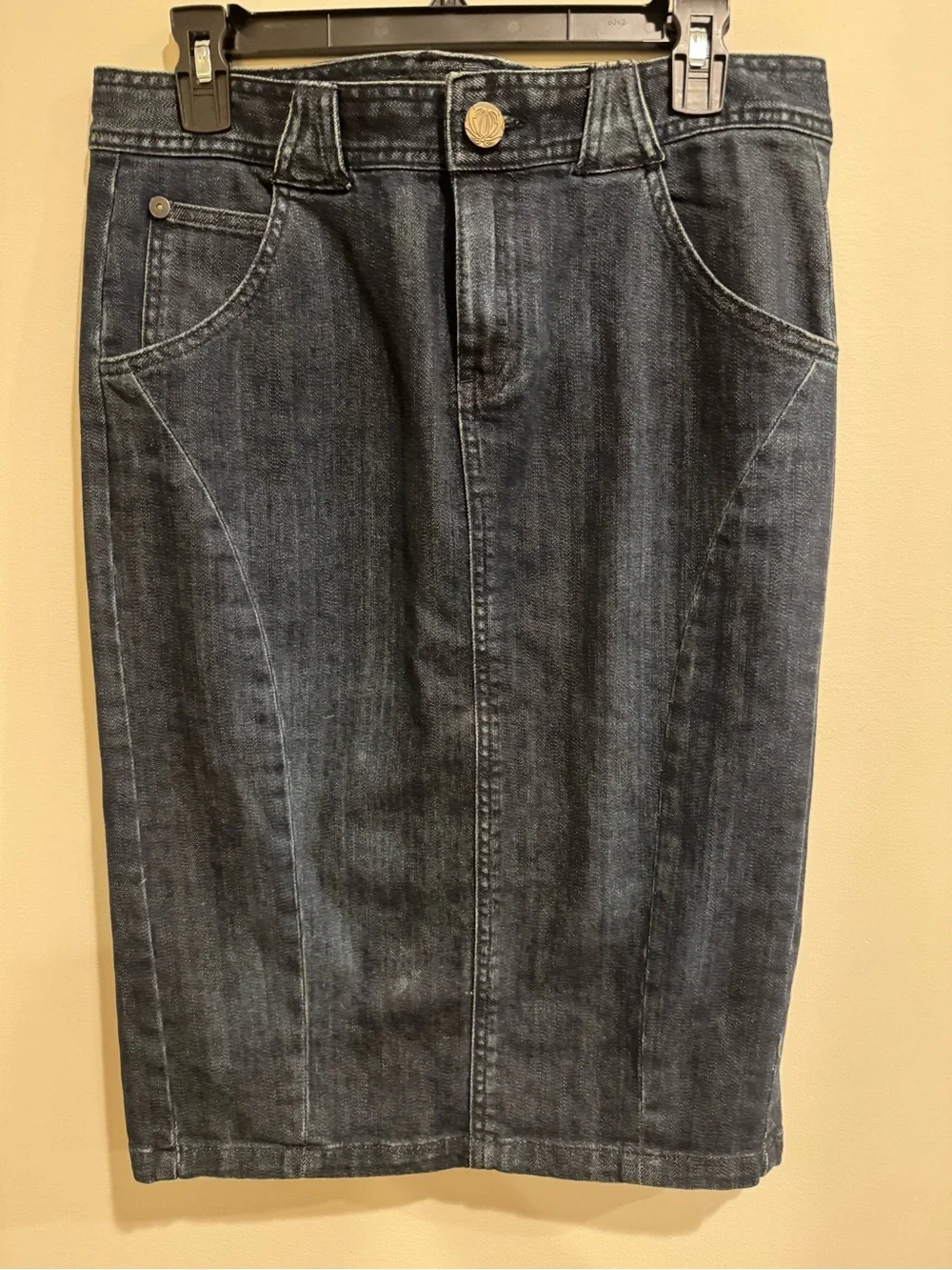 Vintage Calvin Klein Dark Blue Denim Pencil Jean Skirt Carolyn Bessette Trendy 8